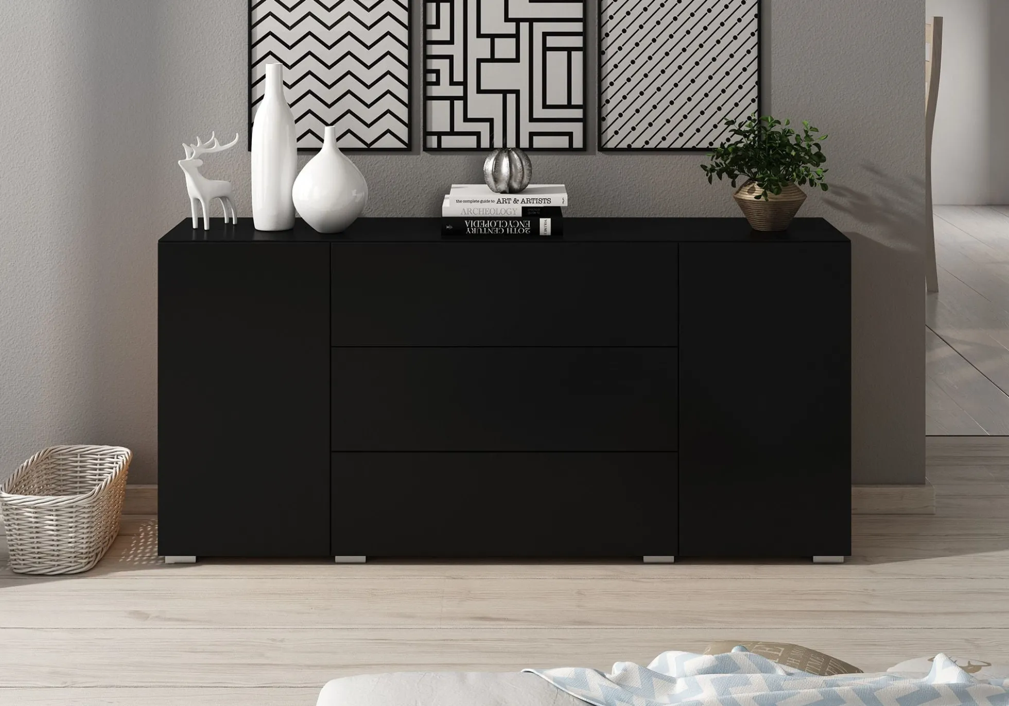 Bonzo - Dressoir - Zwart - 150x39x68 cm