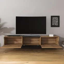 Bonzo - TV-Meubel - Eiken/zwart - 180x33x30 cm