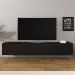 Bonzo - TV-Meubel - Mat zwart - 180x33x30 cm