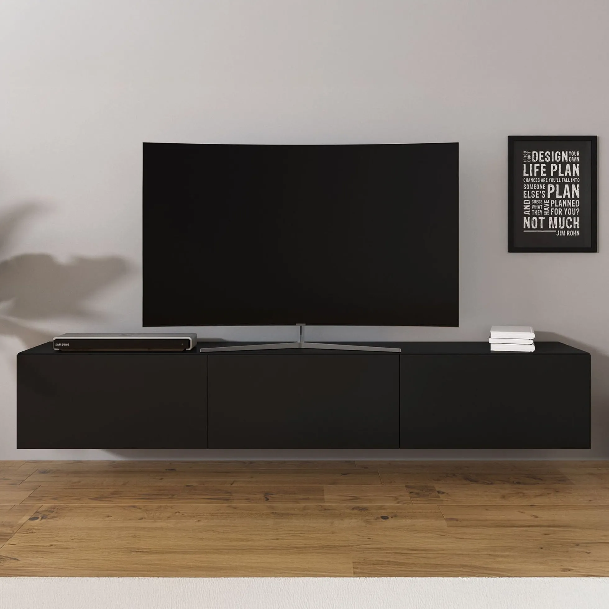 Bonzo - TV-Meubel - Mat zwart - 180x33x30 cm