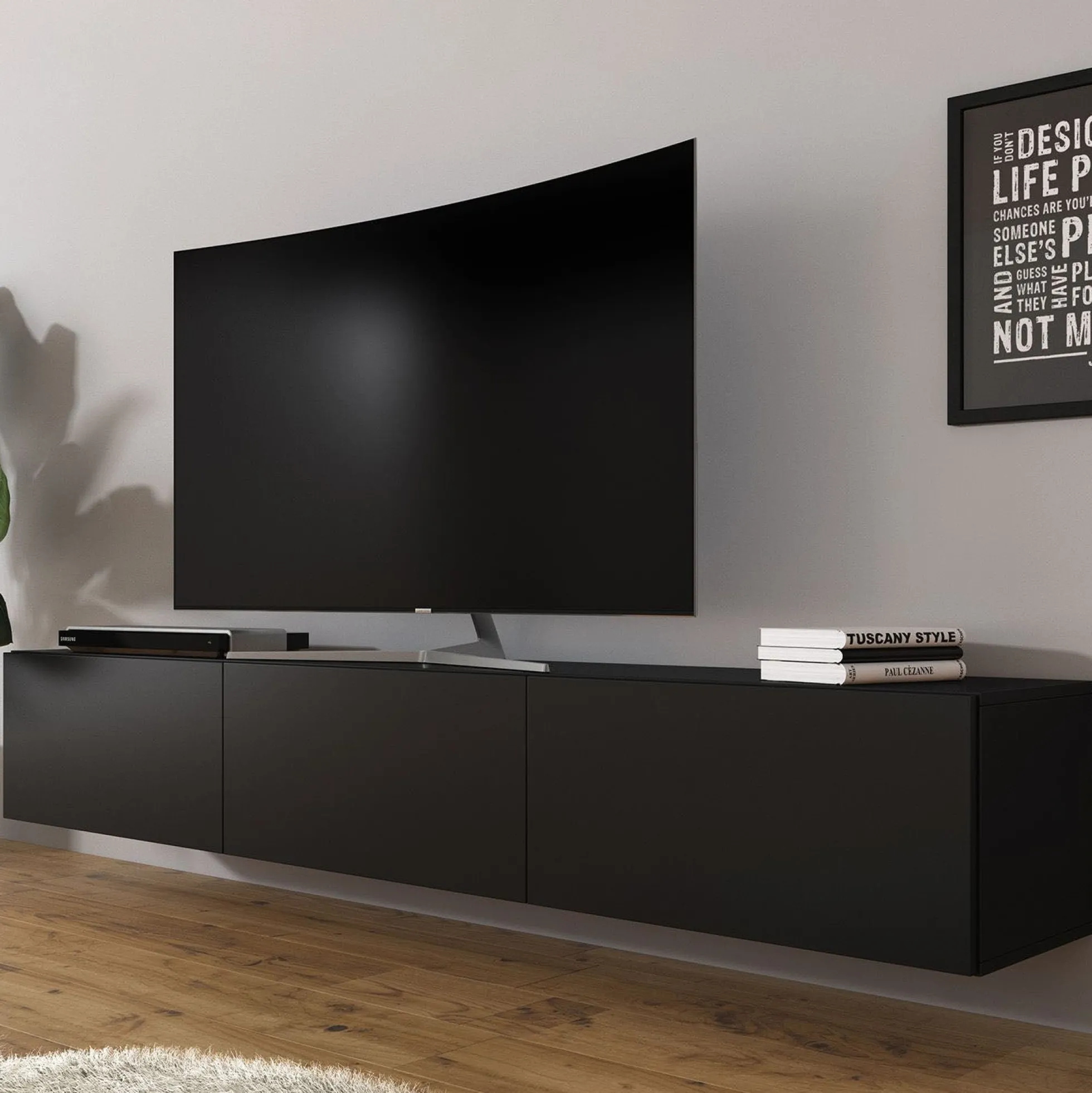 Bonzo - TV-Meubel - Mat zwart - 180x33x30 cm