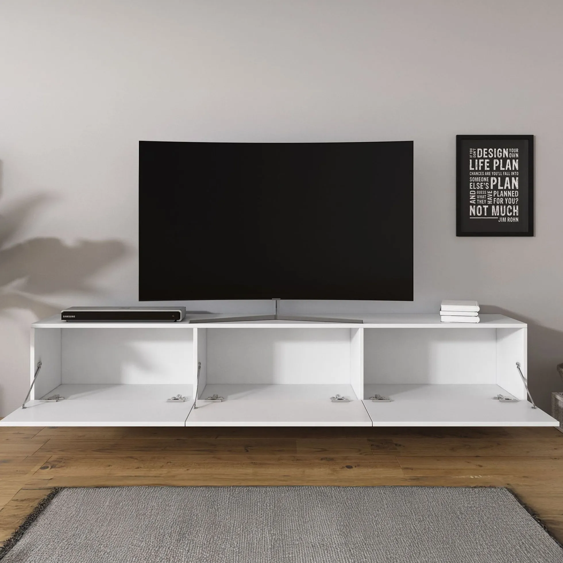 Bonzo - TV-Meubel - Wit - 180x33x30 cm
