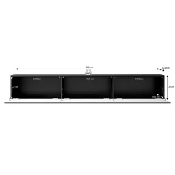 Bonzo - TV-Meubel - Zwart visgraat - 180x33x30 cm