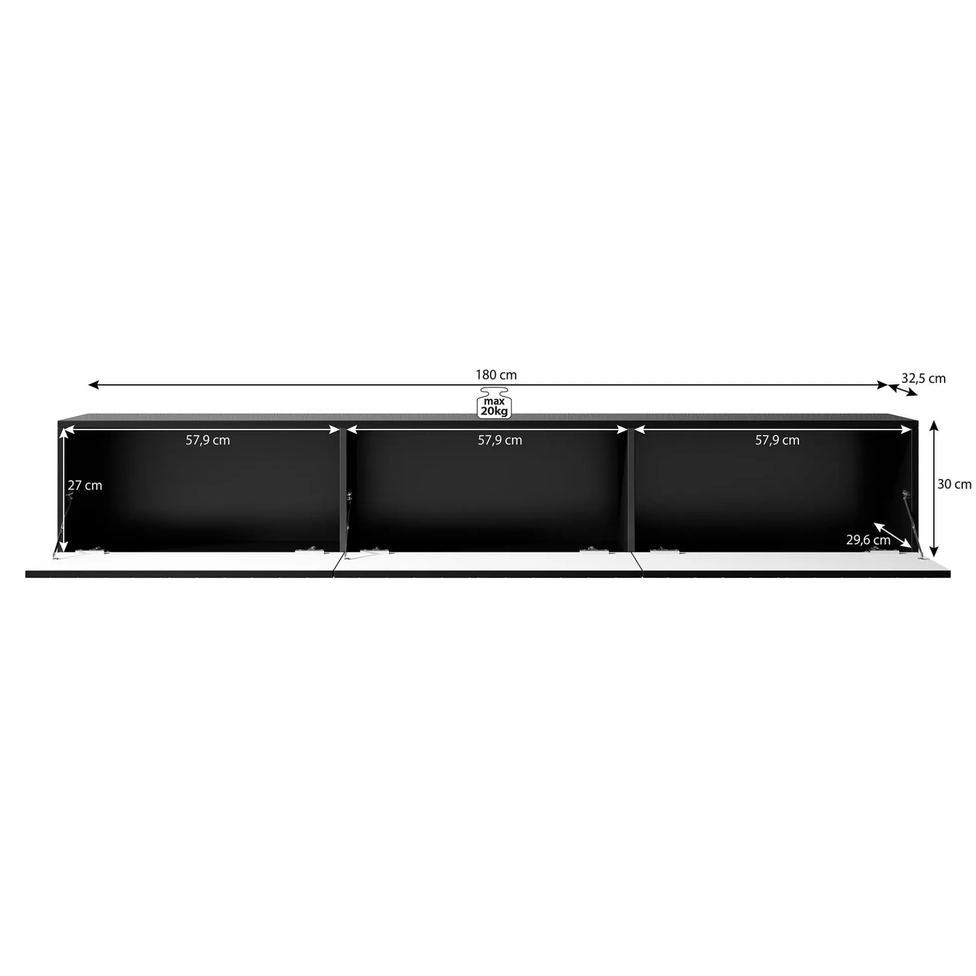 Bonzo - TV-Meubel - Zwart visgraat - 180x33x30 cm