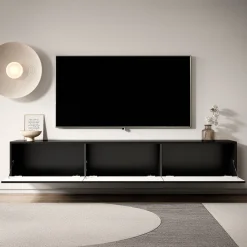 Bonzo - TV-Meubel - Zwart visgraat - 180x33x30 cm