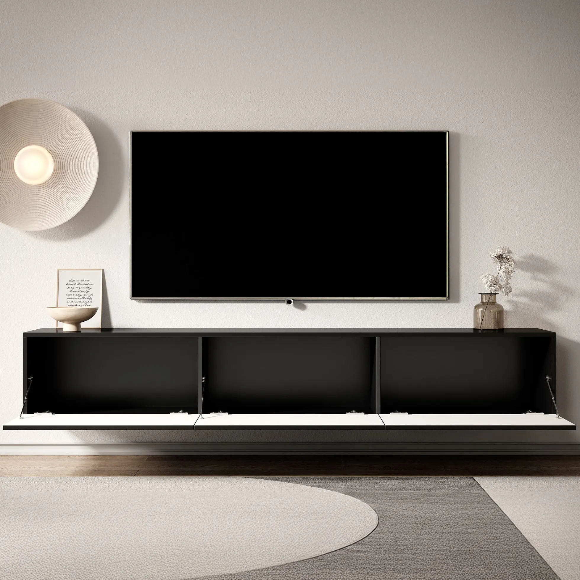 Bonzo - TV-Meubel - Zwart visgraat - 180x33x30 cm