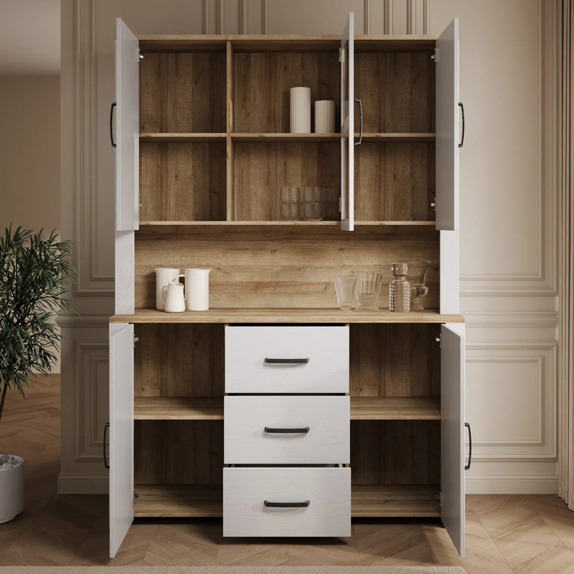Borello - Buffetkast - Wit - 146x42x205 cm