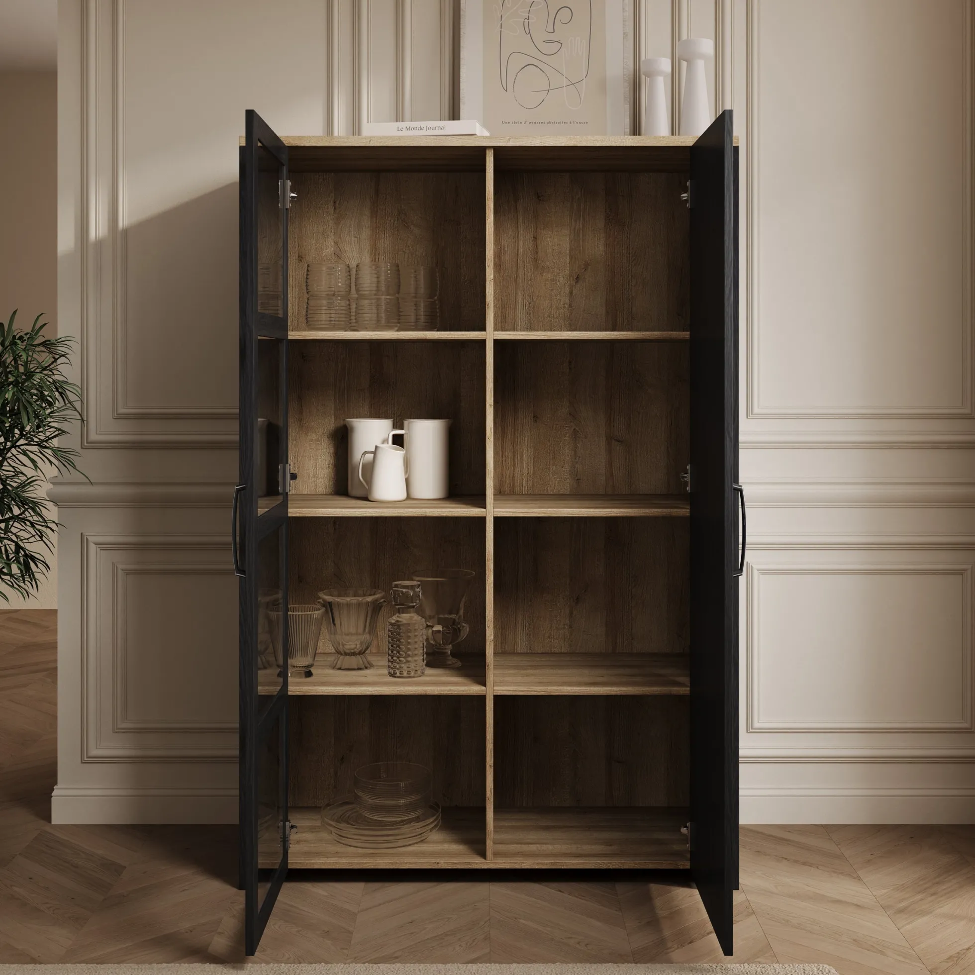 Borello - Buffetkast - Zwart - 106x42x161 cm
