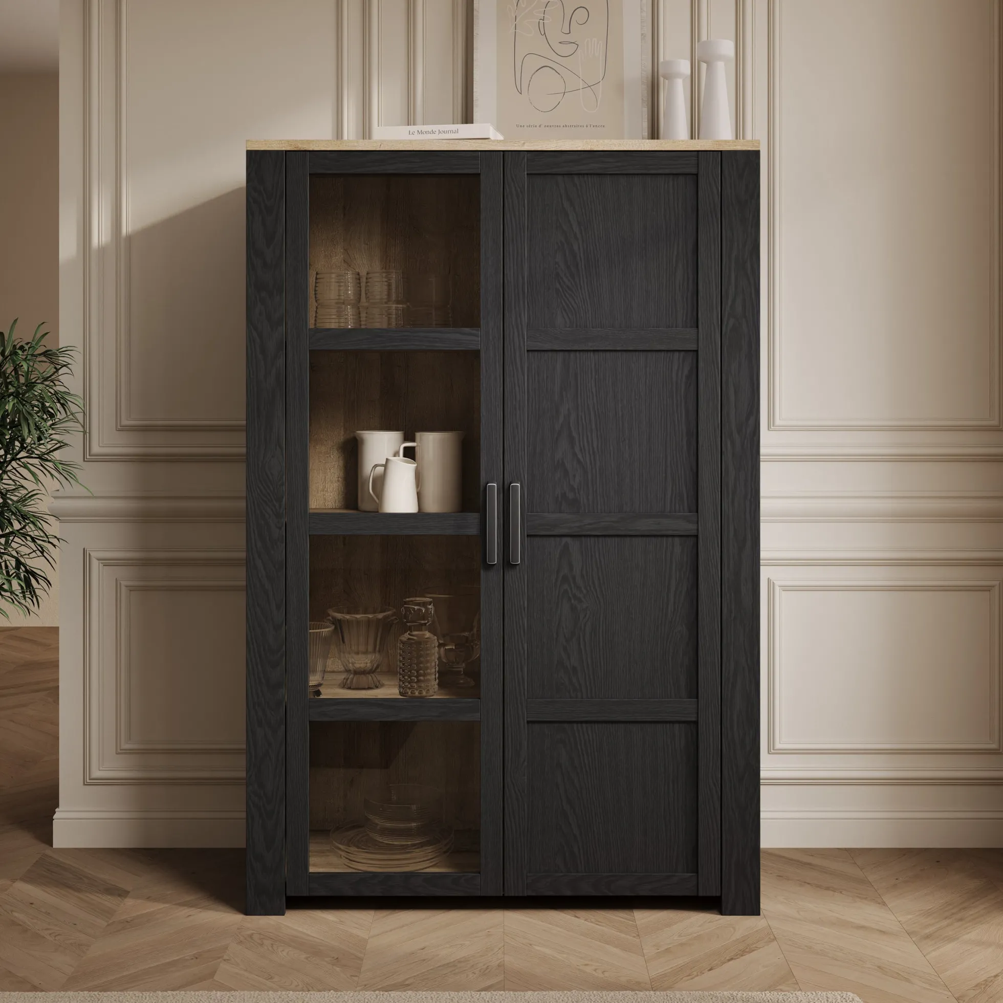Borello - Buffetkast - Zwart - 106x42x161 cm