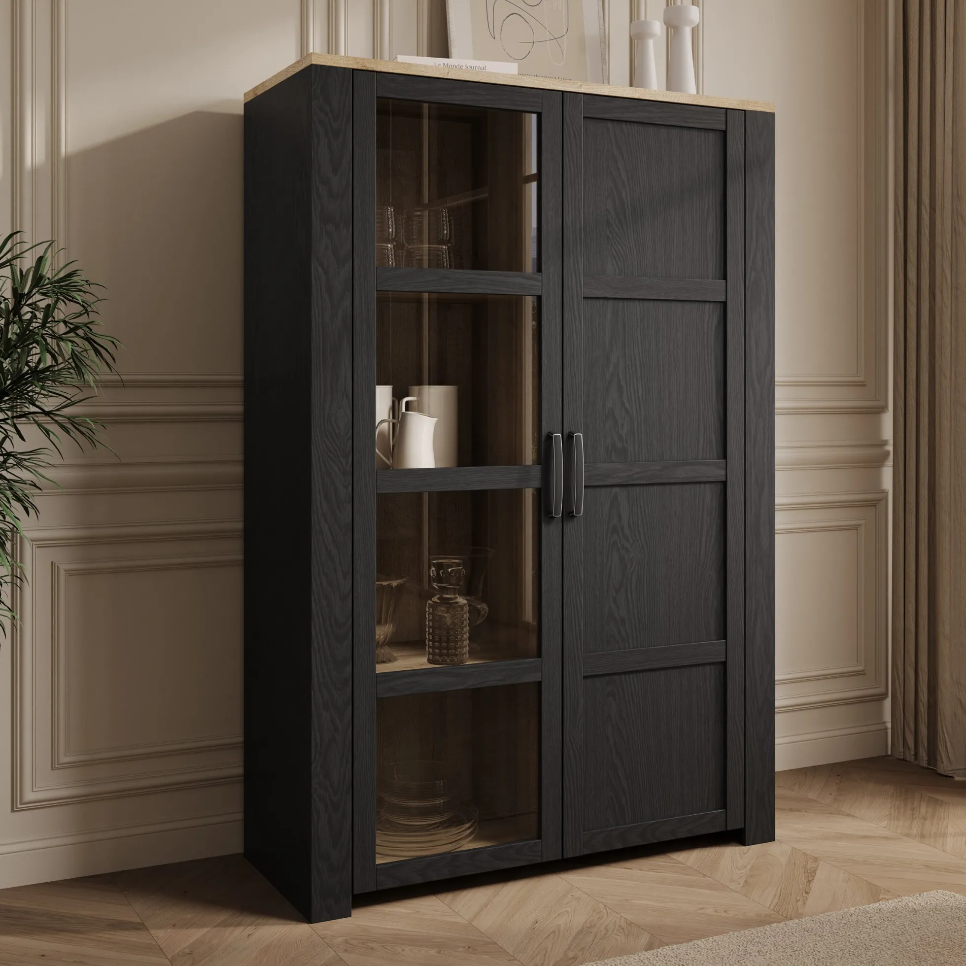 Borello - Buffetkast - Zwart - 106x42x161 cm