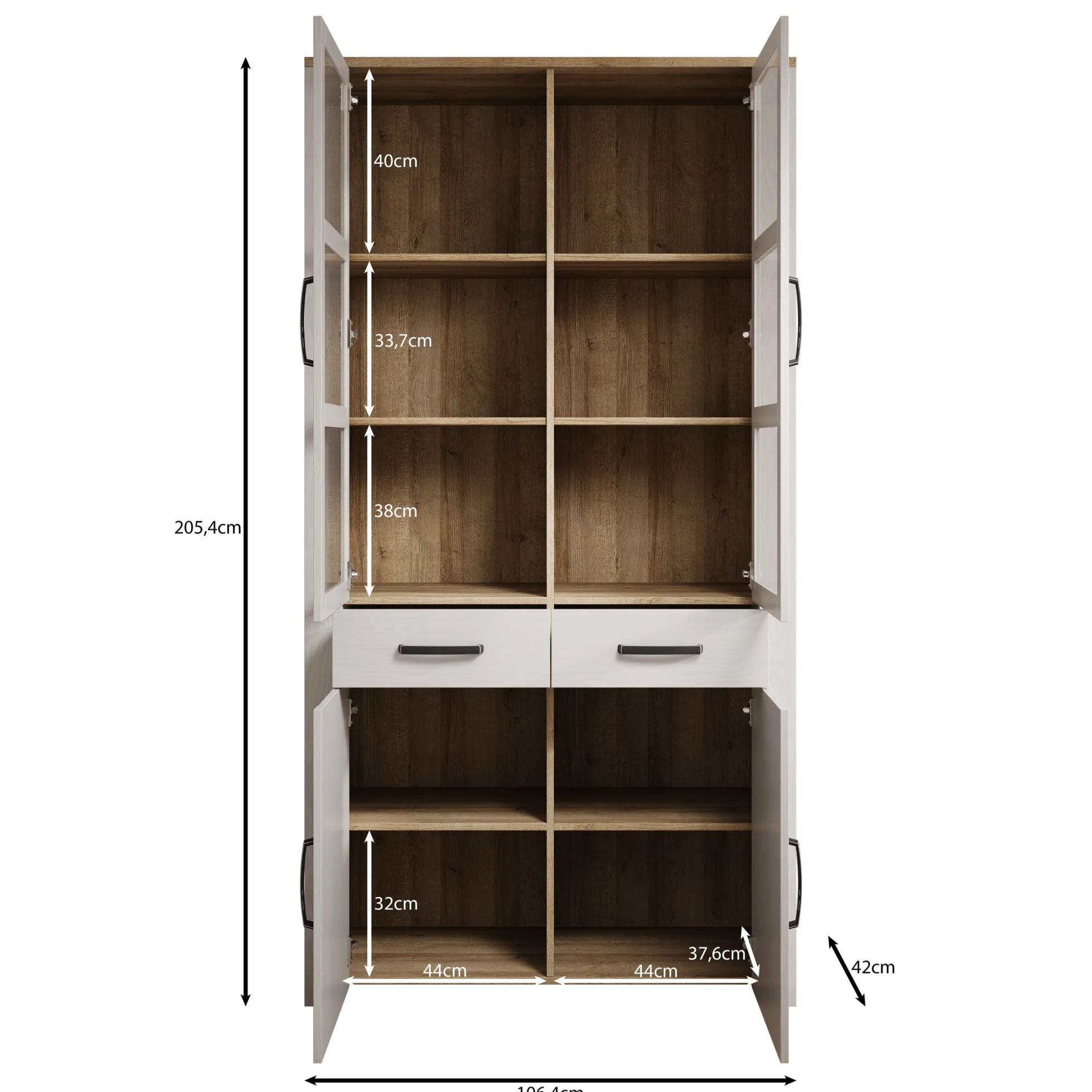 Borello - Buffetkast - Zwart - 106x42x205 cm