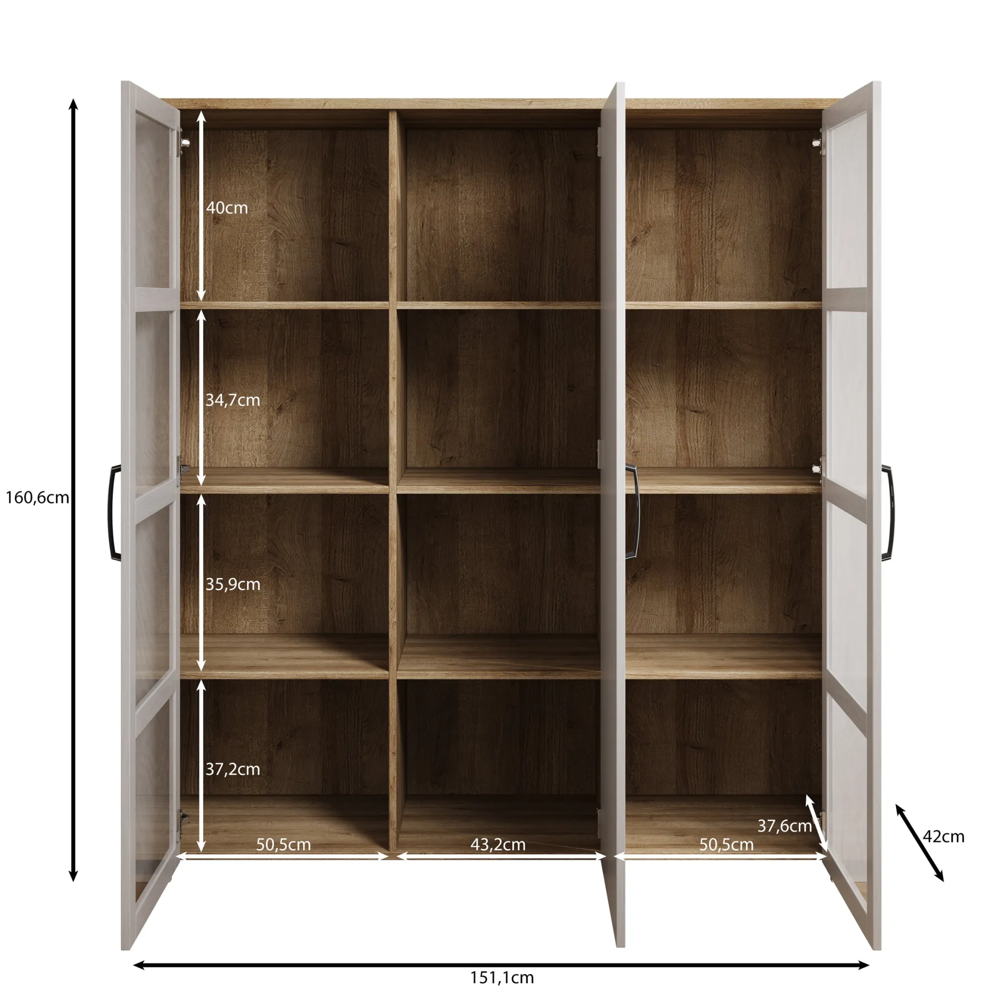 Borello - Buffetkast - Zwart - 151x42x161 cm