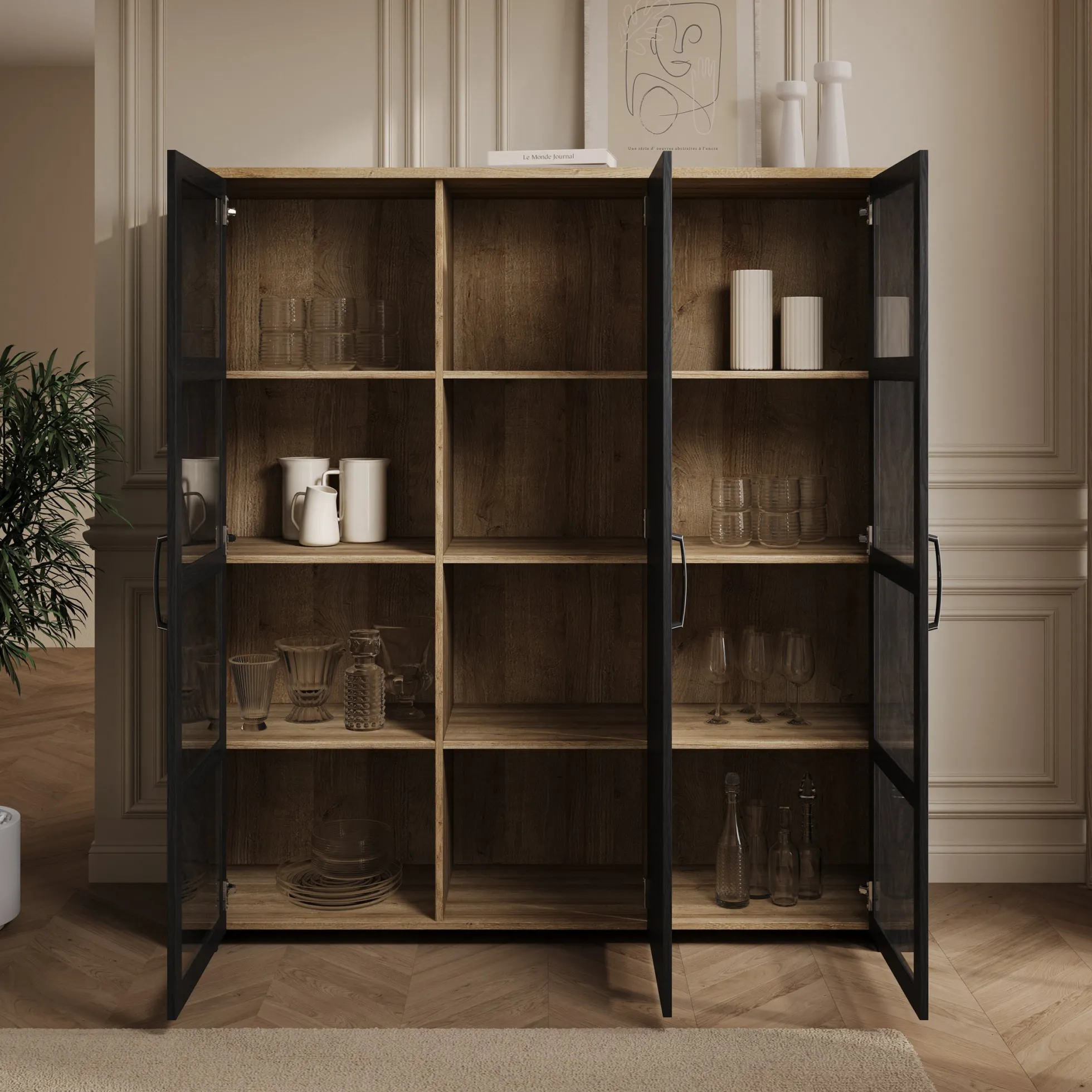 Borello - Buffetkast - Zwart - 151x42x161 cm