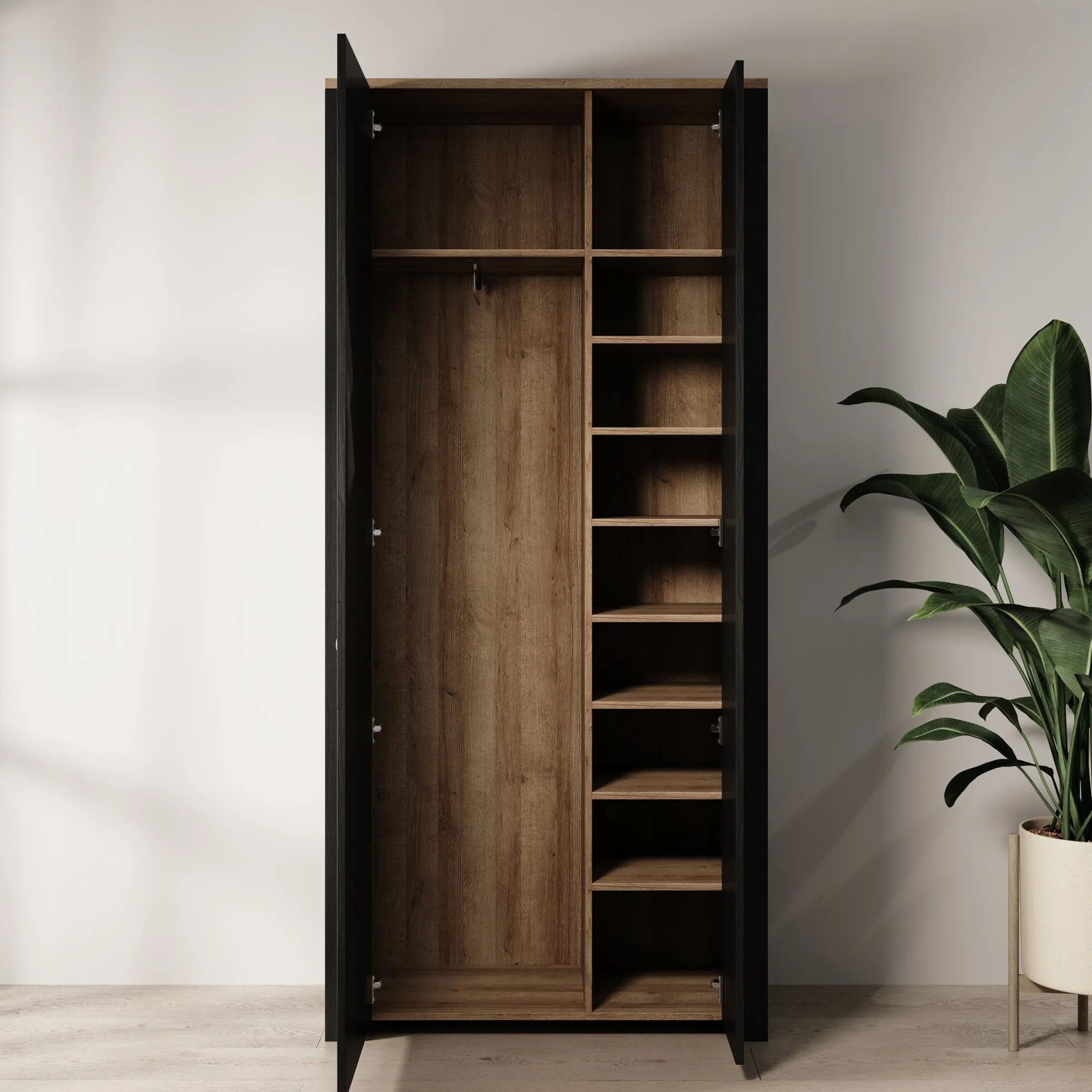 Borello - Kledingkast 2 deurs - Zwart - 94x42x205 cm