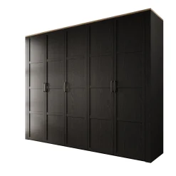 Borello - Kledingkast 5 deurs - Zwart - 266x60x214 cm