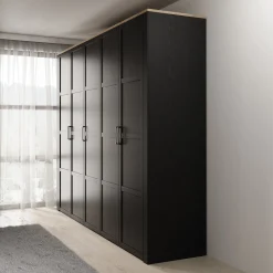 Borello - Kledingkast 5 deurs - Zwart - 266x60x214 cm