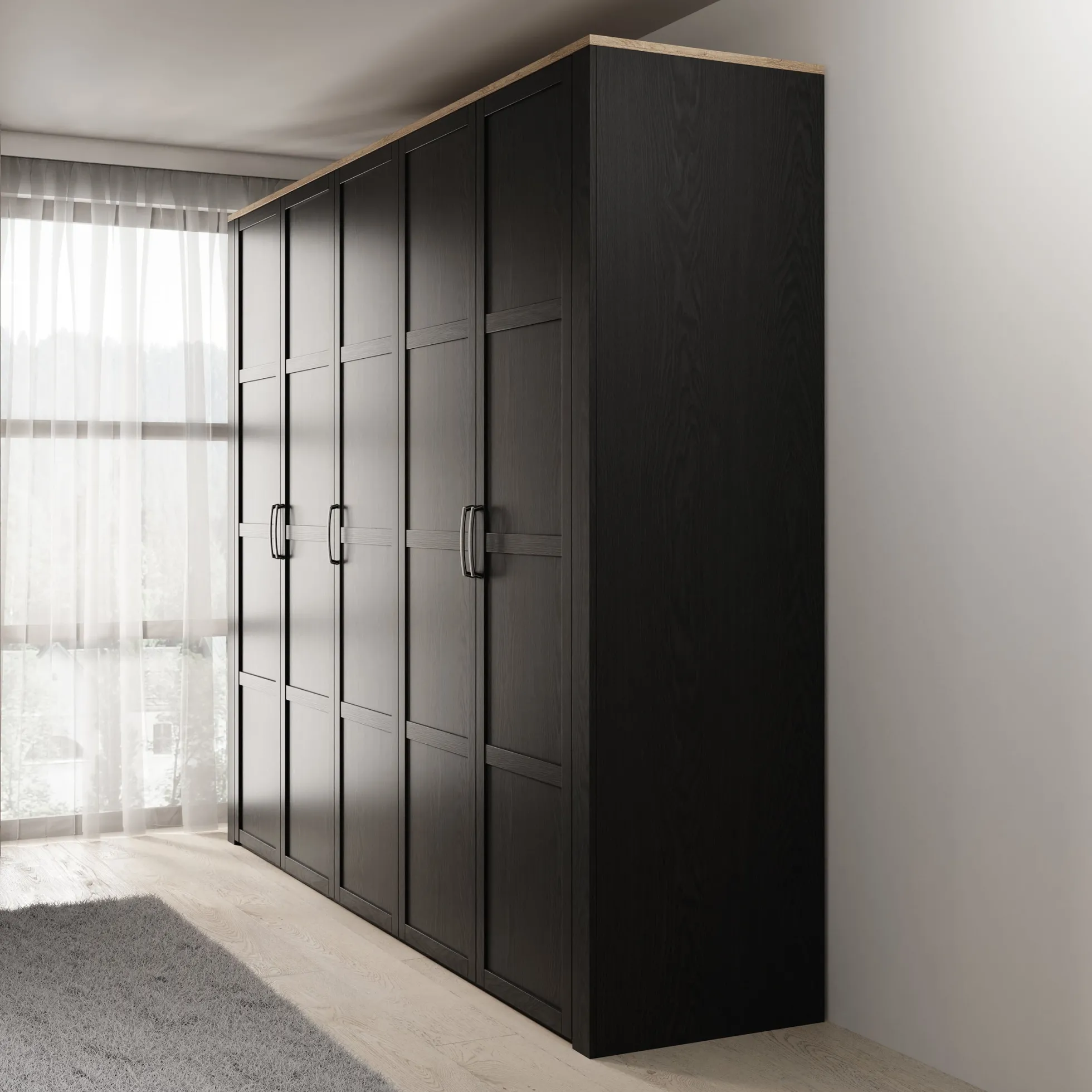 Borello - Kledingkast 5 deurs - Zwart - 266x60x214 cm