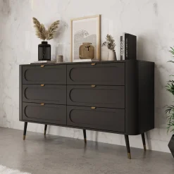 Borneo - Ladekast 6 lades - Zwart - 138x40x80 cm
