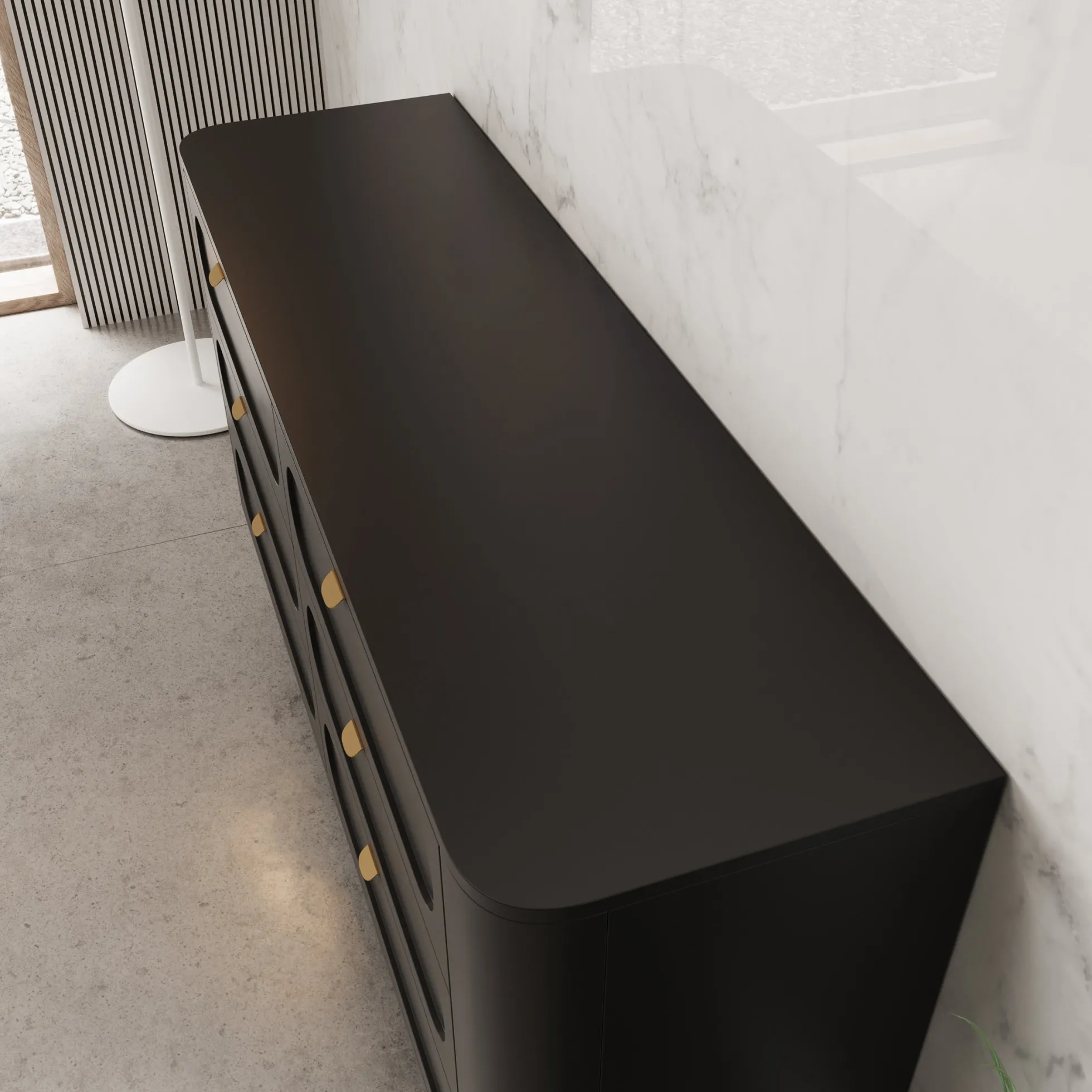 Borneo - Ladekast 6 lades - Zwart - 138x40x80 cm
