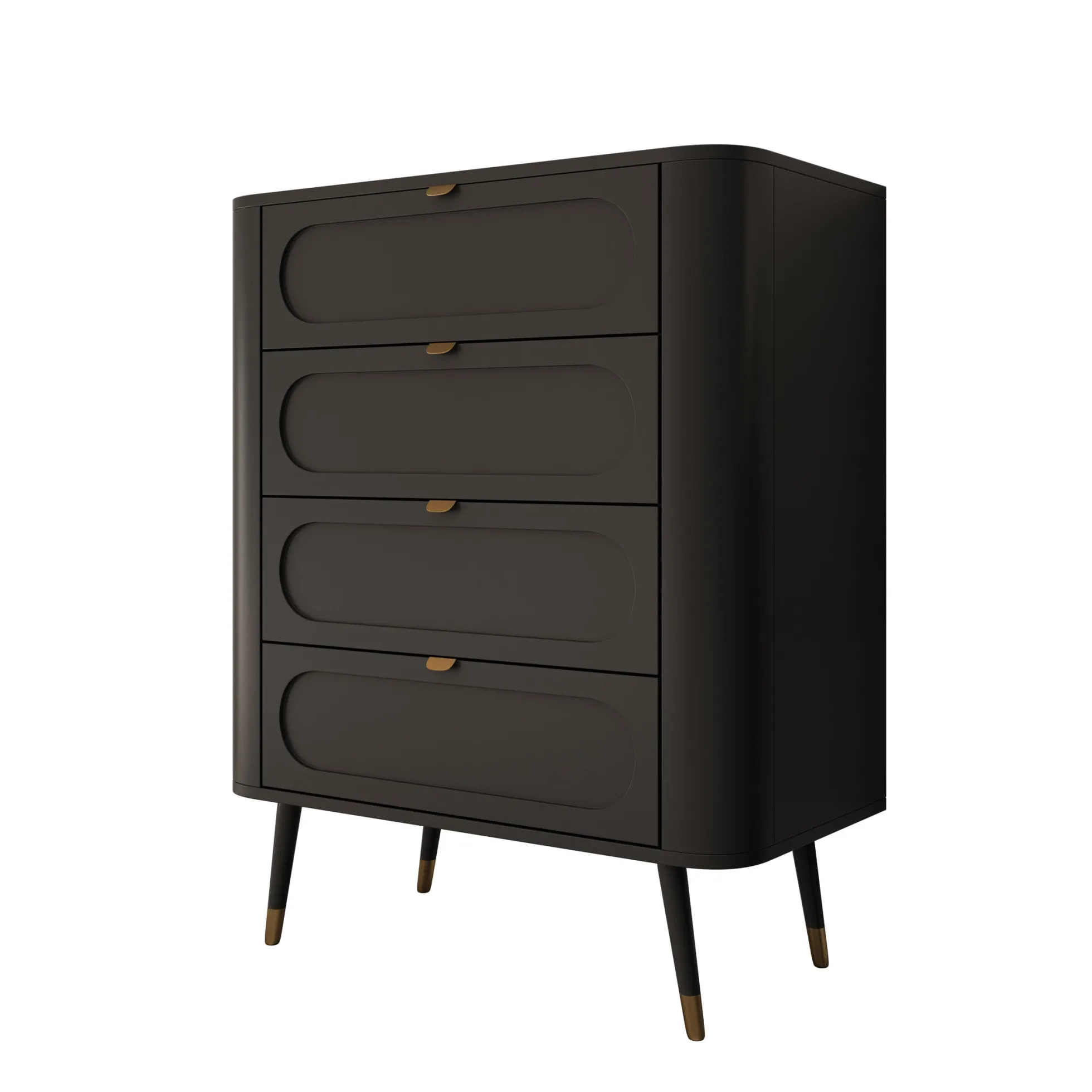 Borneo - Ladekast met 4 lades - Zwart - 78x40x98 cm