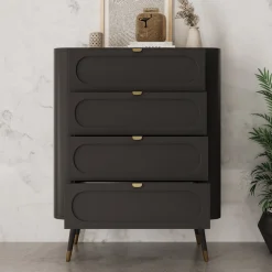Borneo - Ladekast met 4 lades - Zwart - 78x40x98 cm