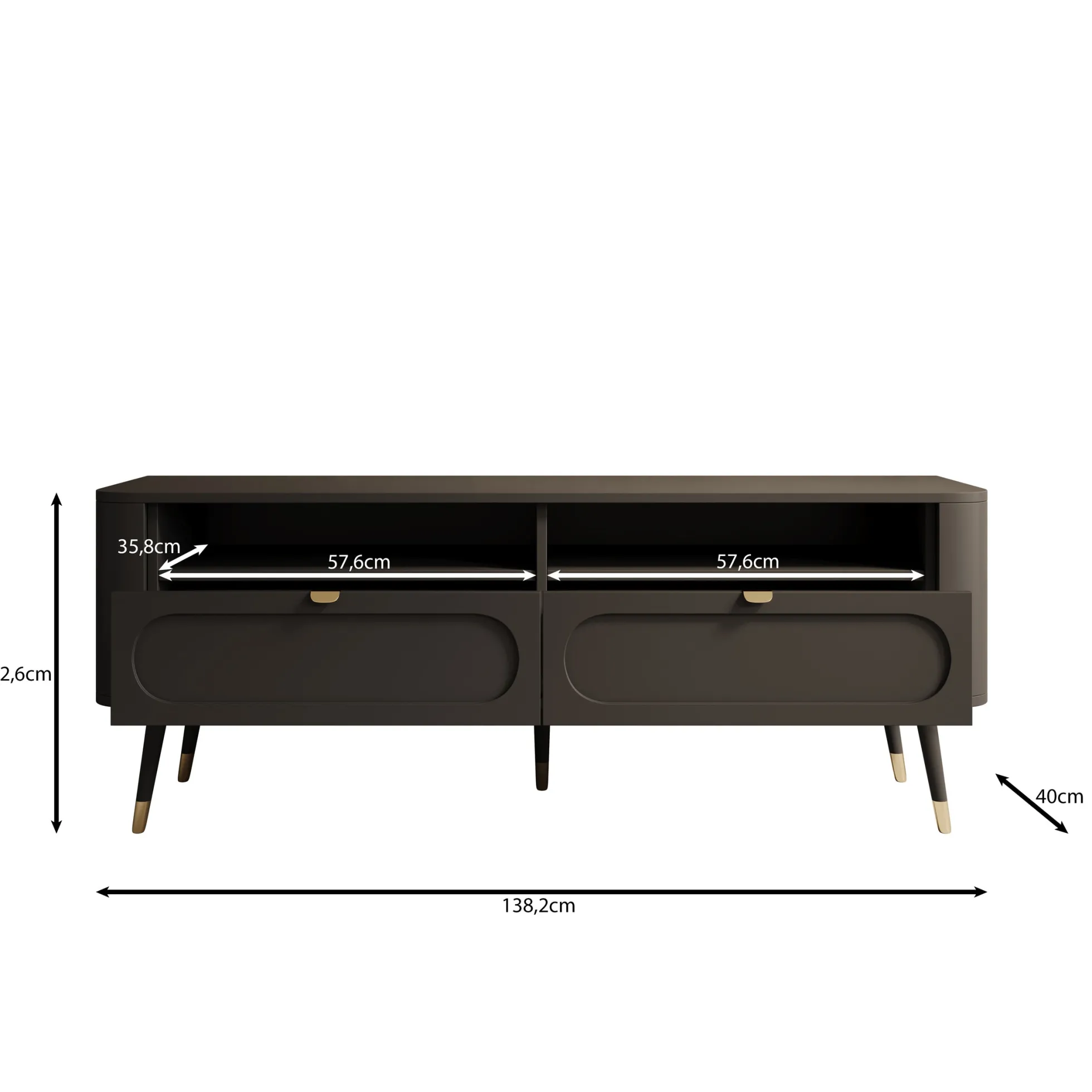Borneo - TV-Meubel - Zwart - 138x40x53 cm