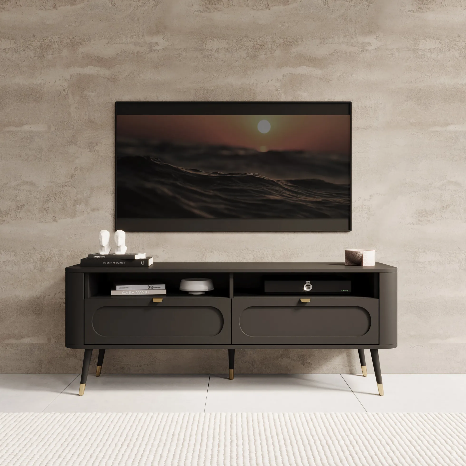 Borneo - TV-Meubel - Zwart - 138x40x53 cm