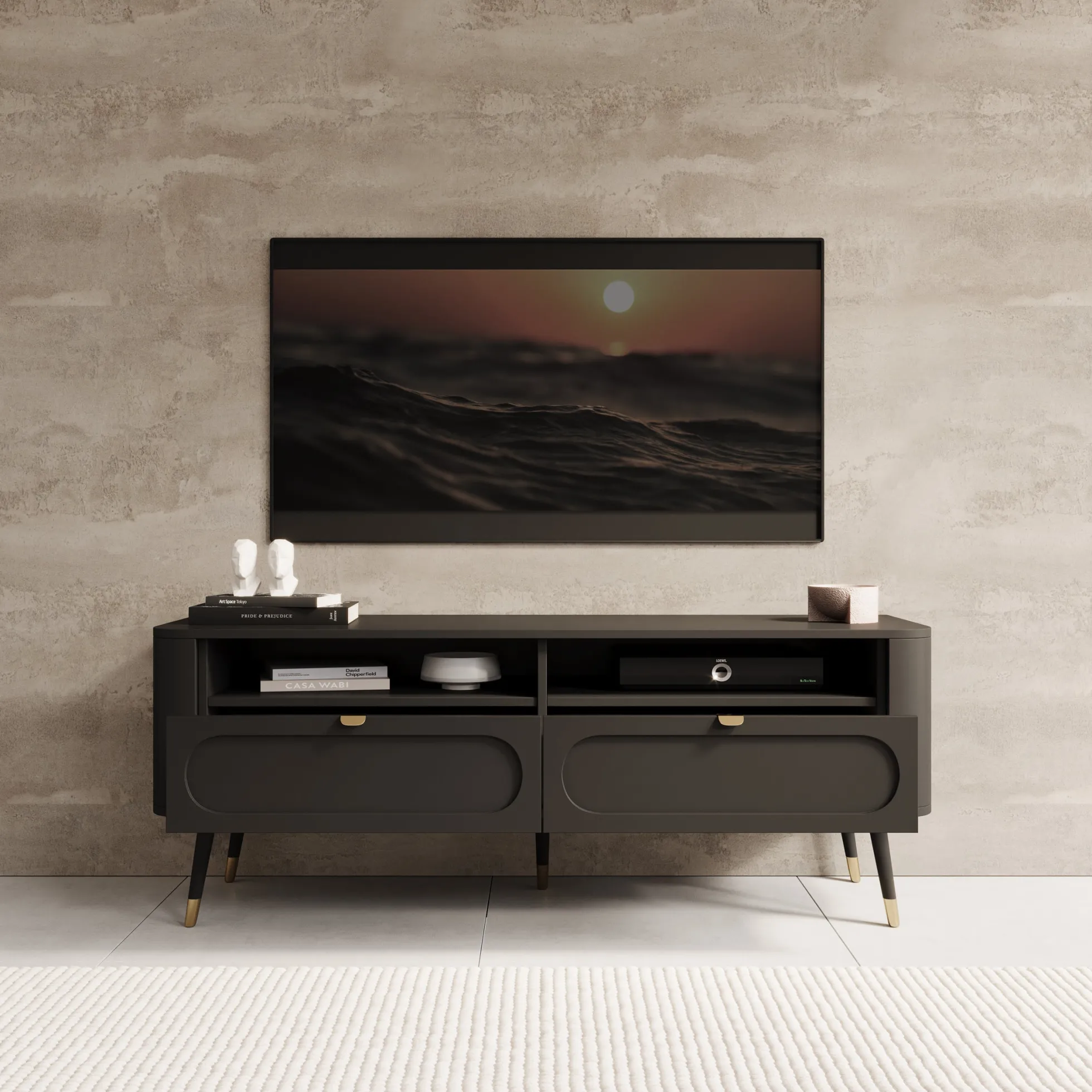 Borneo - TV-Meubel - Zwart - 138x40x53 cm