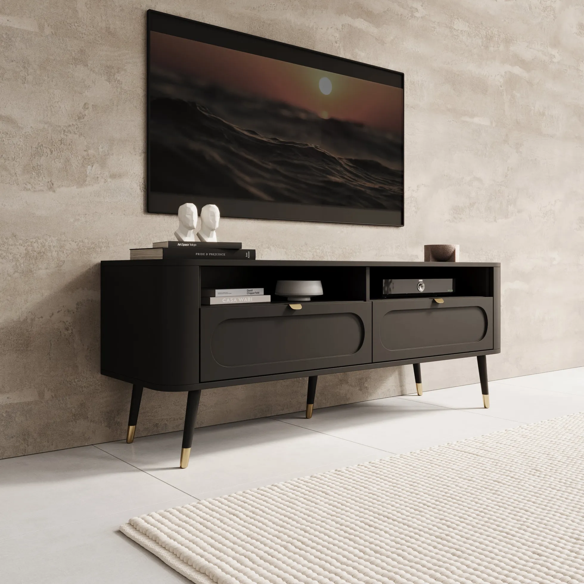 Borneo - TV-Meubel - Zwart - 138x40x53 cm