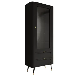 Borneo - Vitrinekast - Zwart - 78x40x192 cm