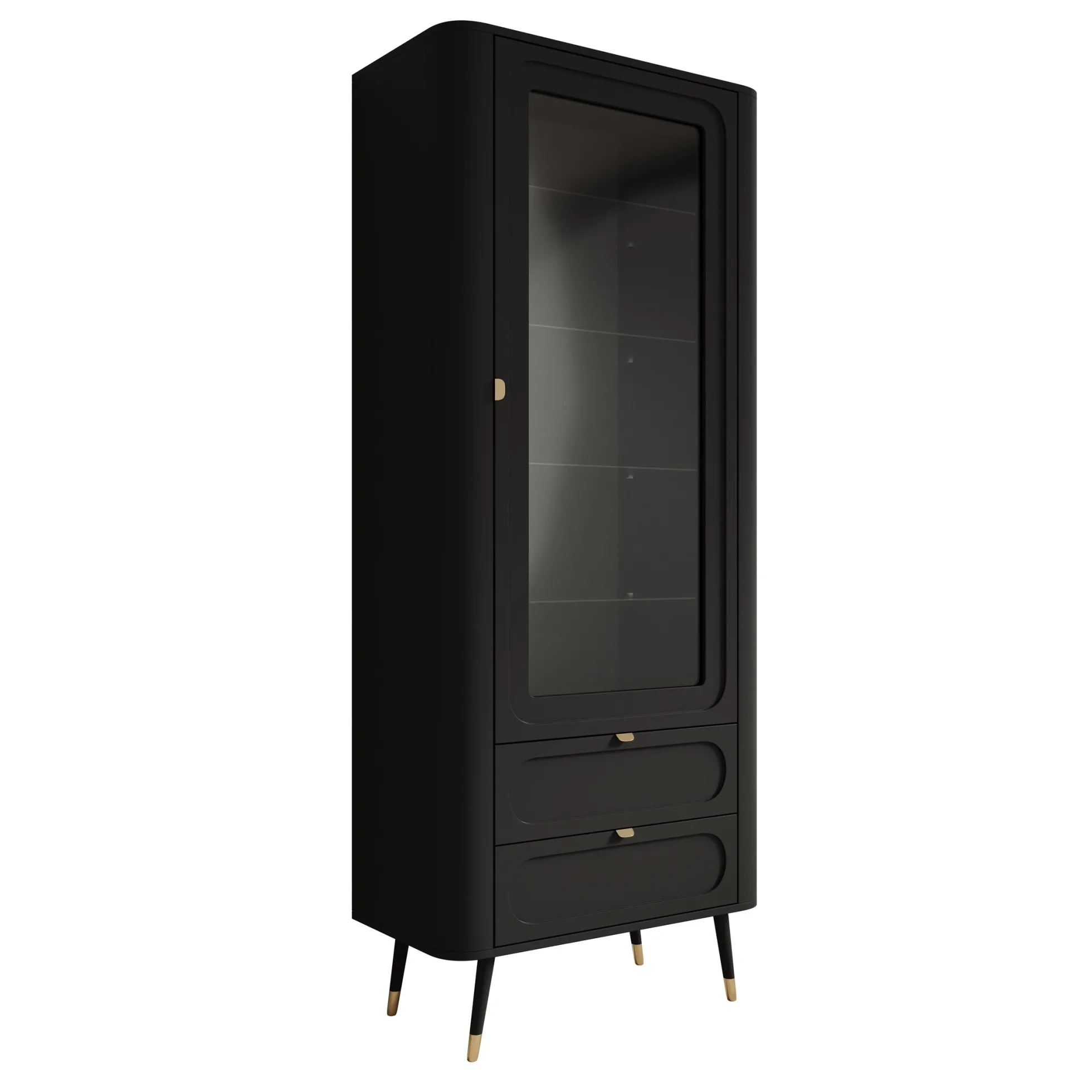 Borneo - Vitrinekast - Zwart - 78x40x192 cm