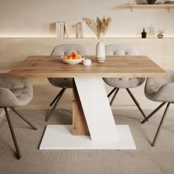 Brand - Eetkamertafel - Eiken/wit - 138x90x76 cm