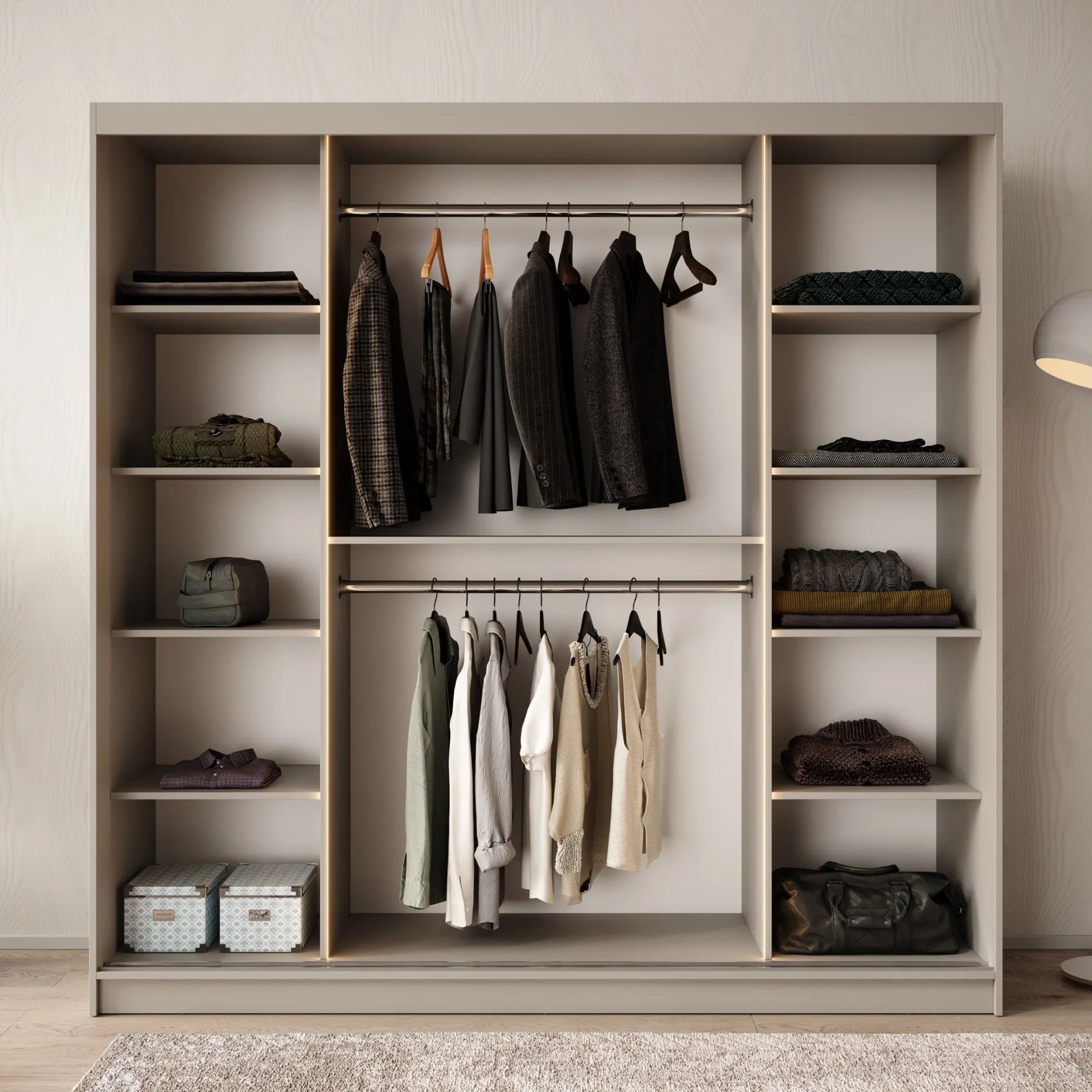 Bravanti - Kledingkast - Beige - 200x62x200 cm
