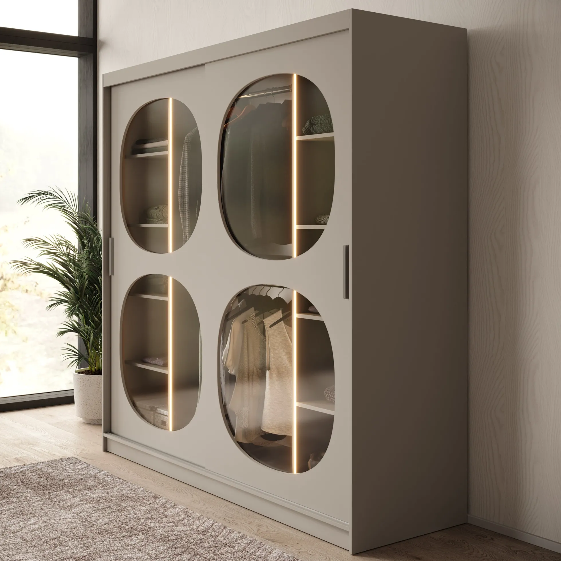 Bravanti - Kledingkast - Beige - 200x62x200 cm