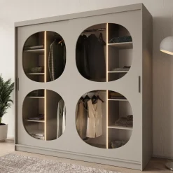 Bravanti - Kledingkast - Beige - 200x62x200 cm
