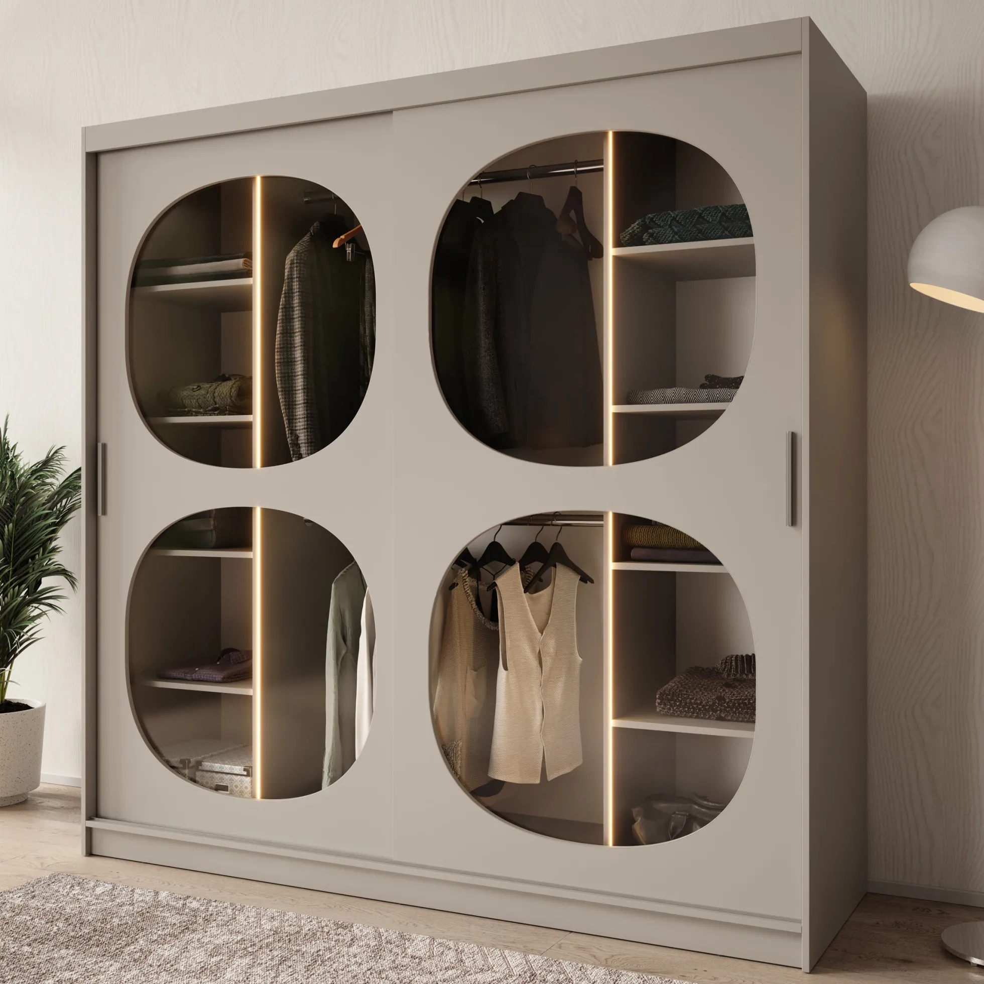 Bravanti - Kledingkast - Beige - 200x62x200 cm