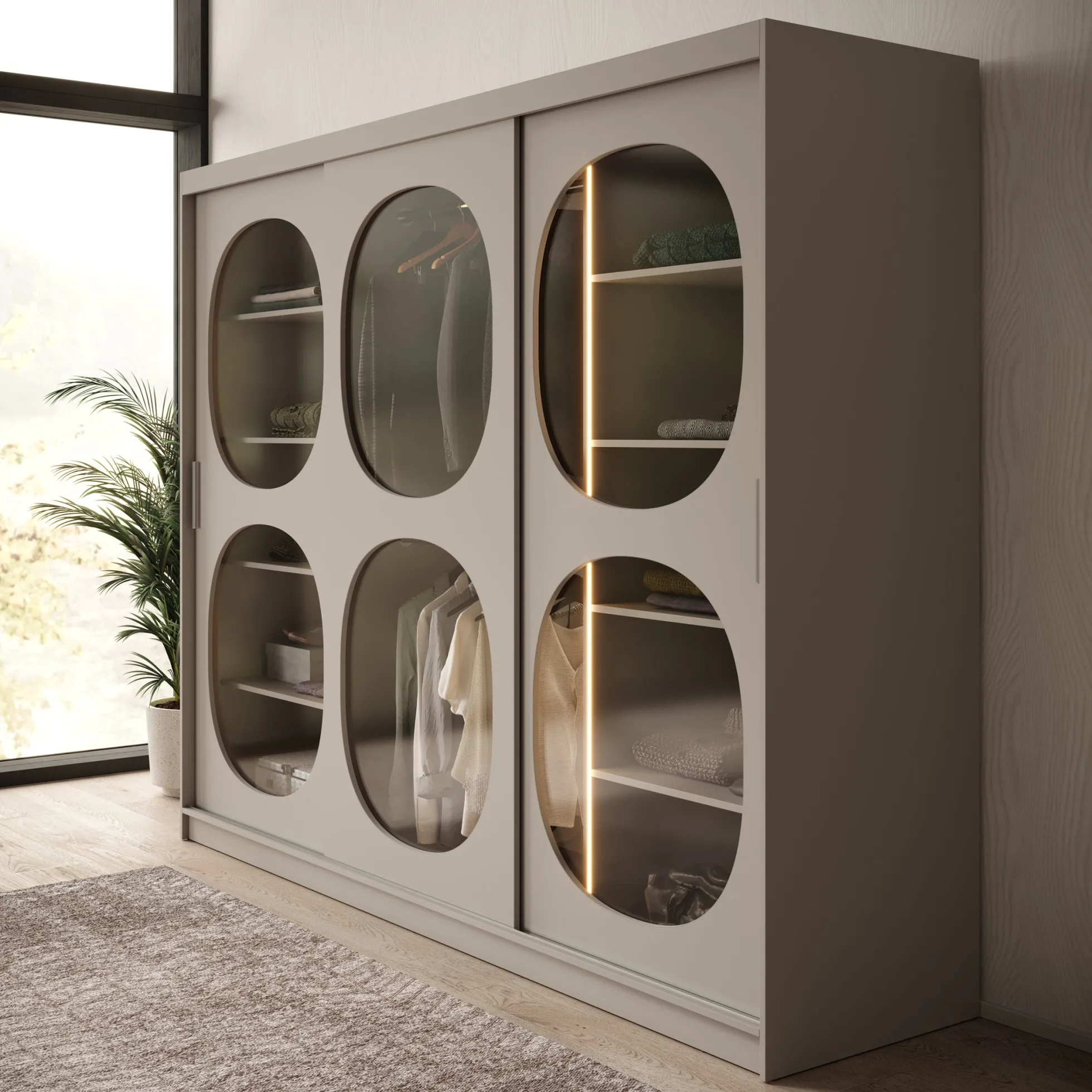 Bravanti - Kledingkast - Beige - 250x62x200cm