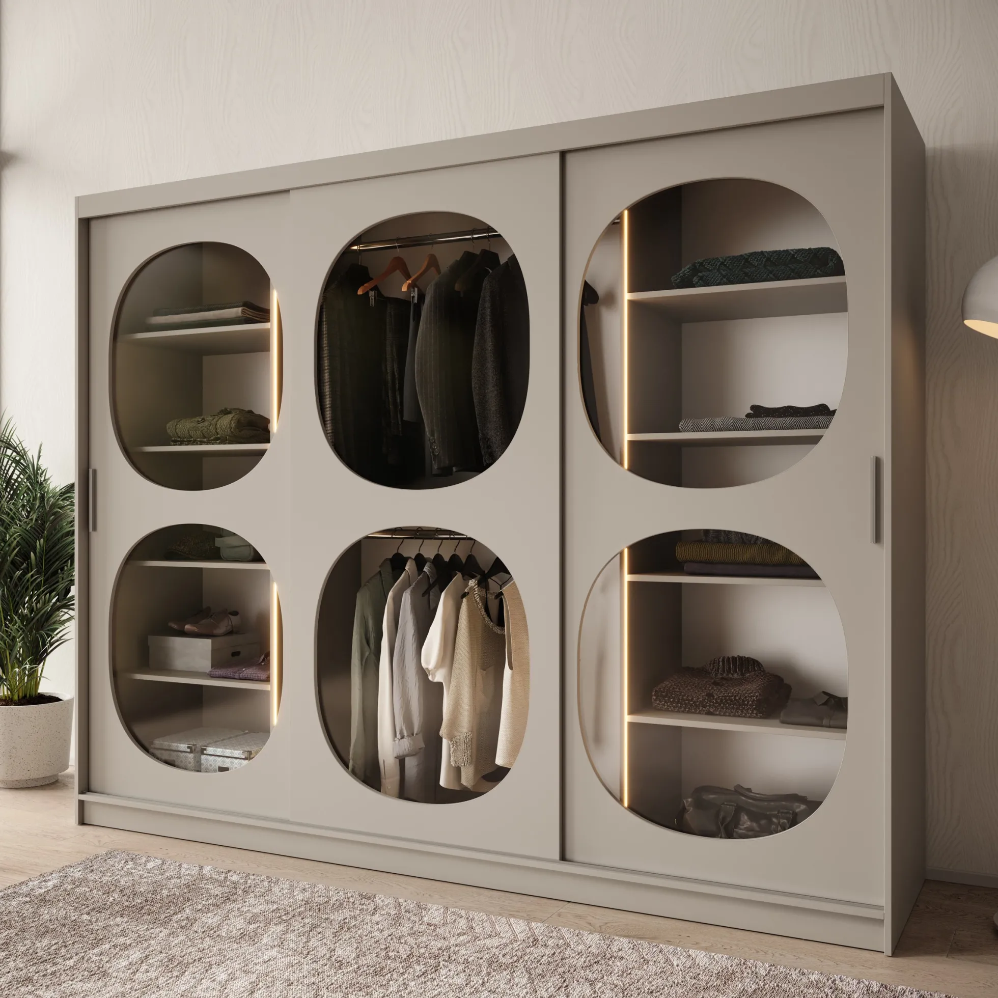 Bravanti - Kledingkast - Beige - 250x62x200cm