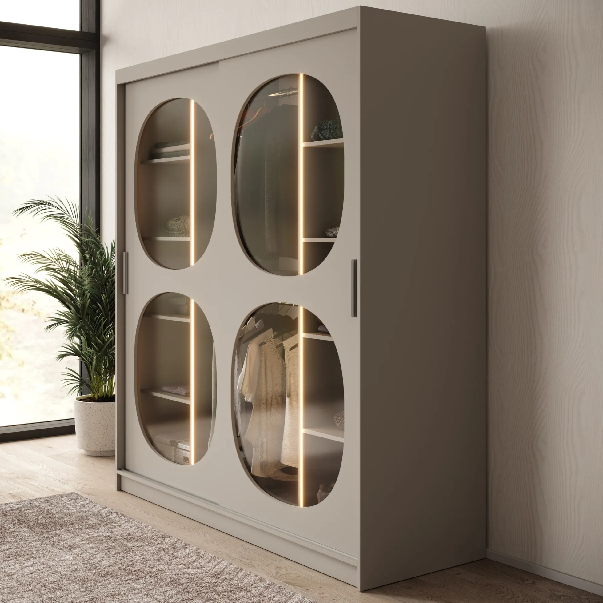Bravanti - Kledingkast - Beige - 180x62x200 cm
