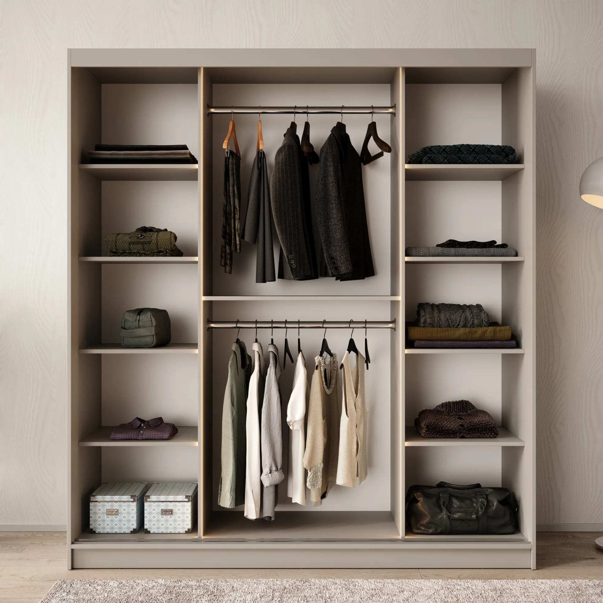 Bravanti - Kledingkast - Beige - 180x62x200 cm