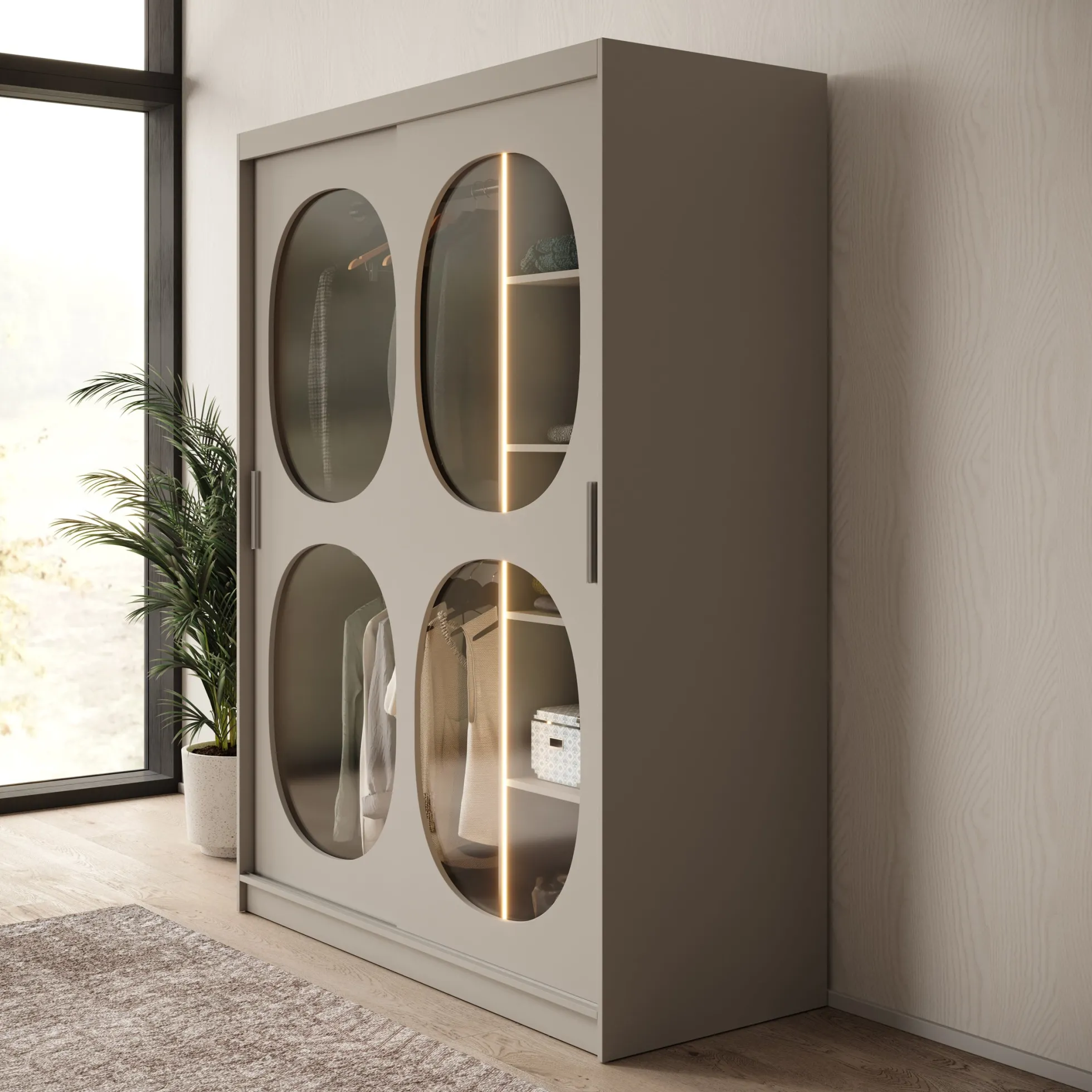 Bravanti - Kledingkast - Beige - 150x62x200 cm