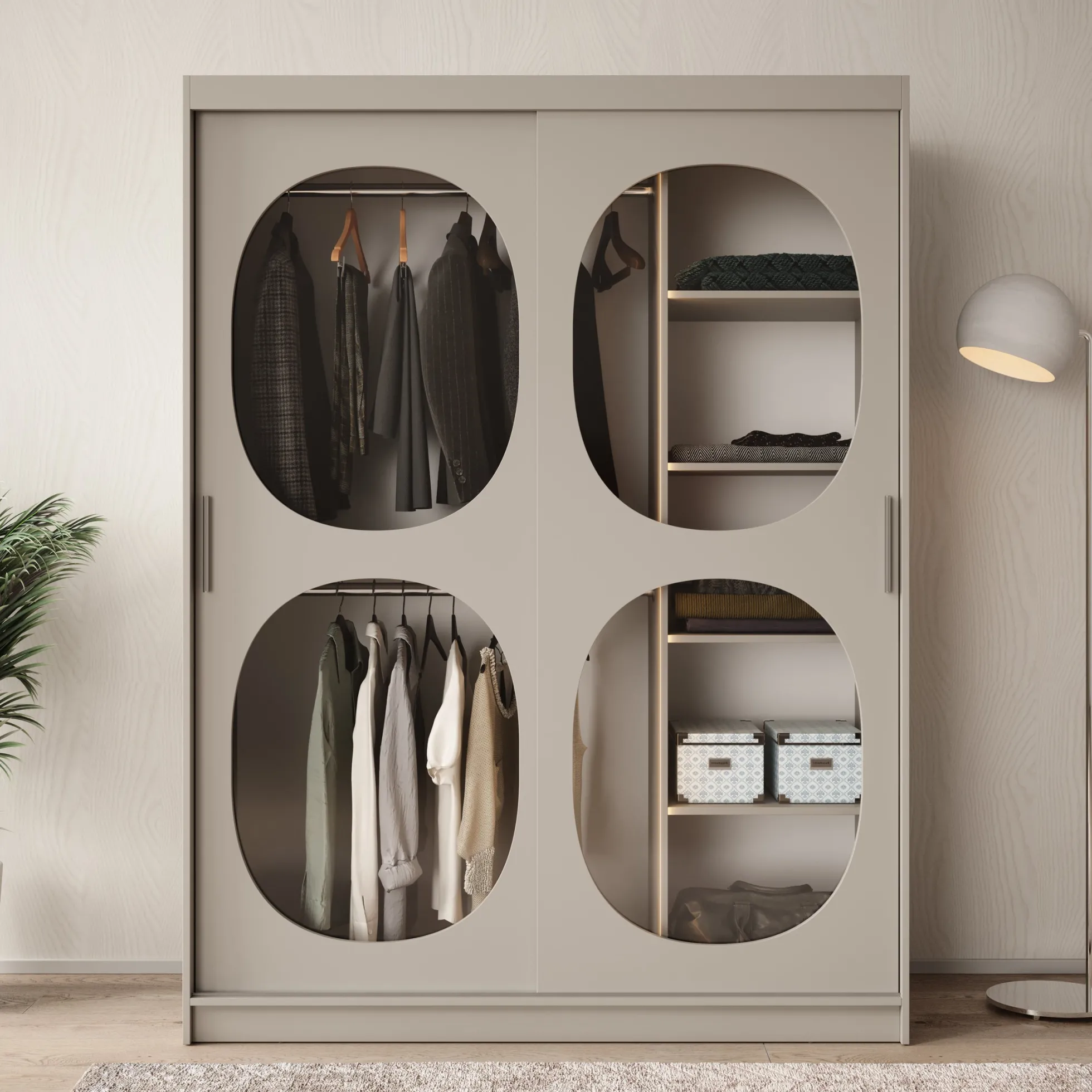 Bravanti - Kledingkast - Beige - 150x62x200 cm