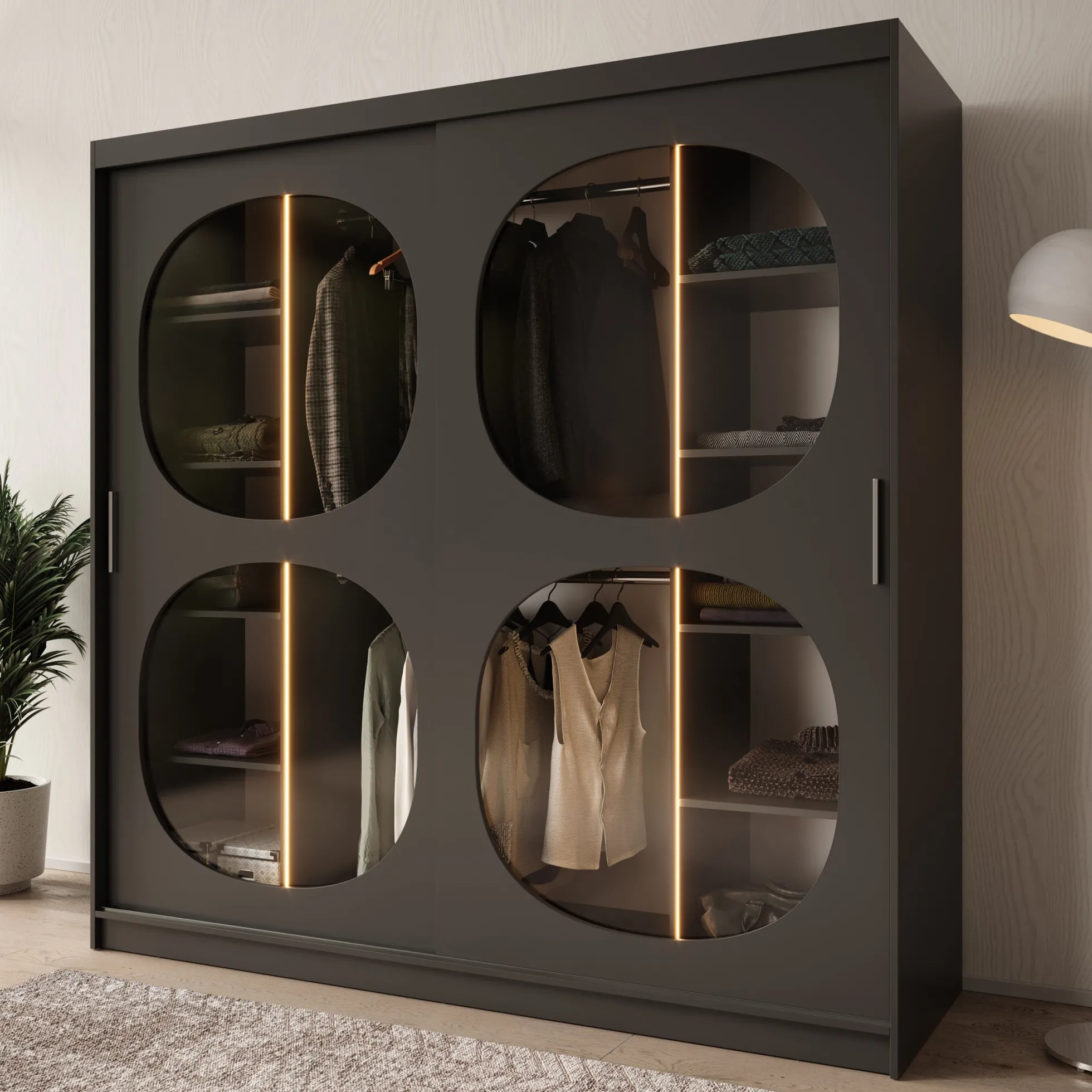 Bravanti - Kledingkast - Zwart - 200x62x200 cm