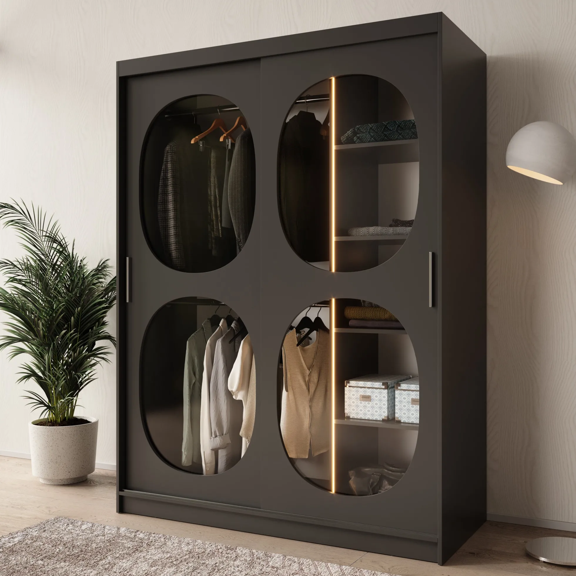 Bravanti - Kledingkast - Zwart - 150x62x200 cm