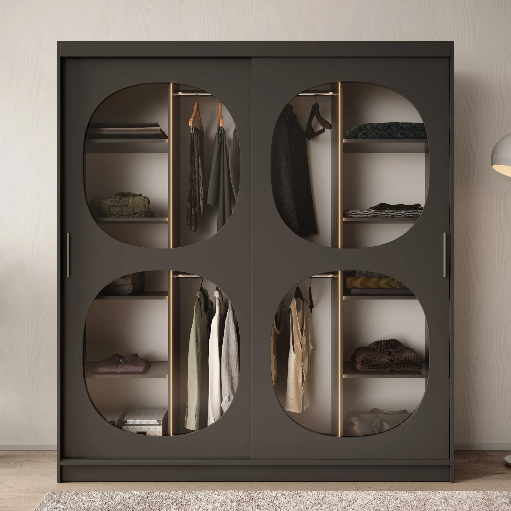 Bravanti - Kledingkast - Zwart - 180x62x200 cm
