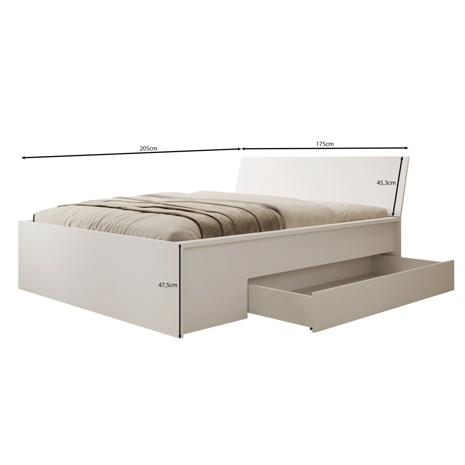 Brett - Tweepersoonsbed met lade - Eiken - 160x200 cm