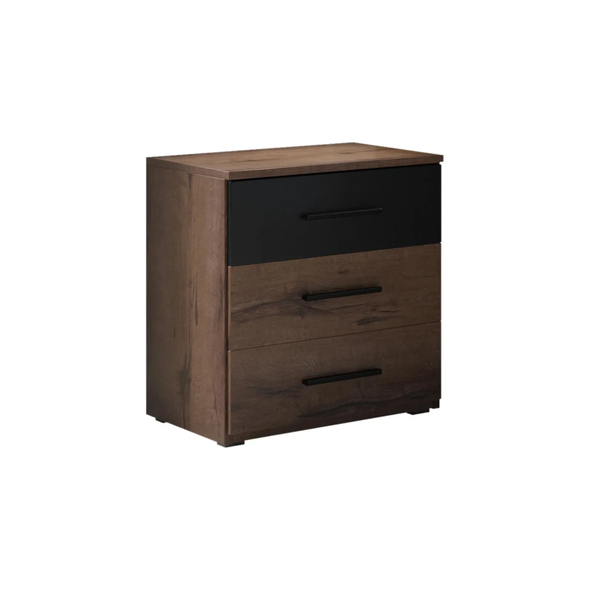 Brown - Nachtkastje - Zwart/eiken - 46x41x55 cm