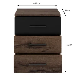 Brown - Nachtkastje - Zwart/eiken - 46x41x55 cm