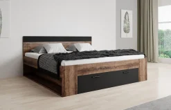 Brown - Tweepersoonsbed - Zwart/Eiken - 160x200 cm