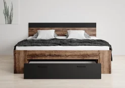 Brown - Tweepersoonsbed - Zwart/Eiken - 180x200 cm